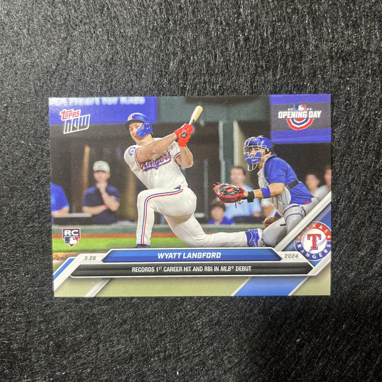 2024 Topps Now Wyatt Langford Opening Day 1st Hit & RBI Rookie Texas Rangers #12