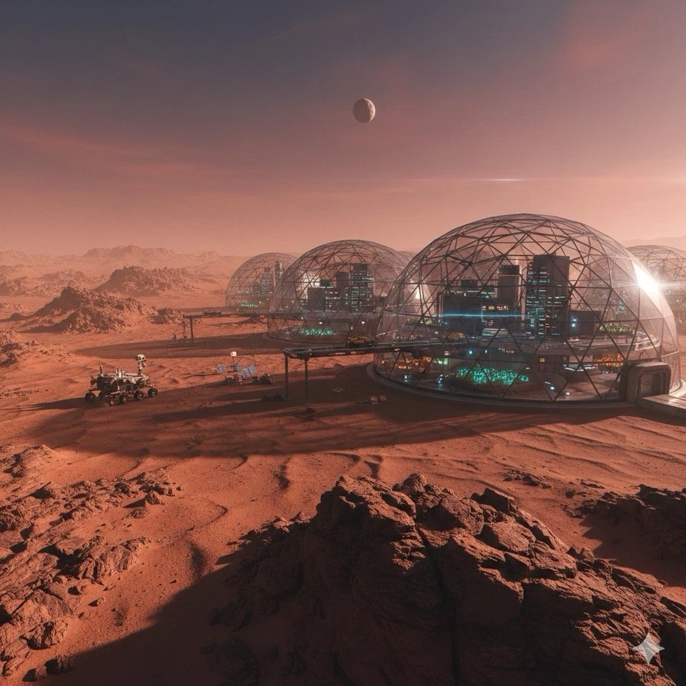 Mars Dawn городской пейзаж изобразительное цифровое искусство ограниченный выпуск научно-фантастический коллекционный предмет NFT - Изображение 2 из 3