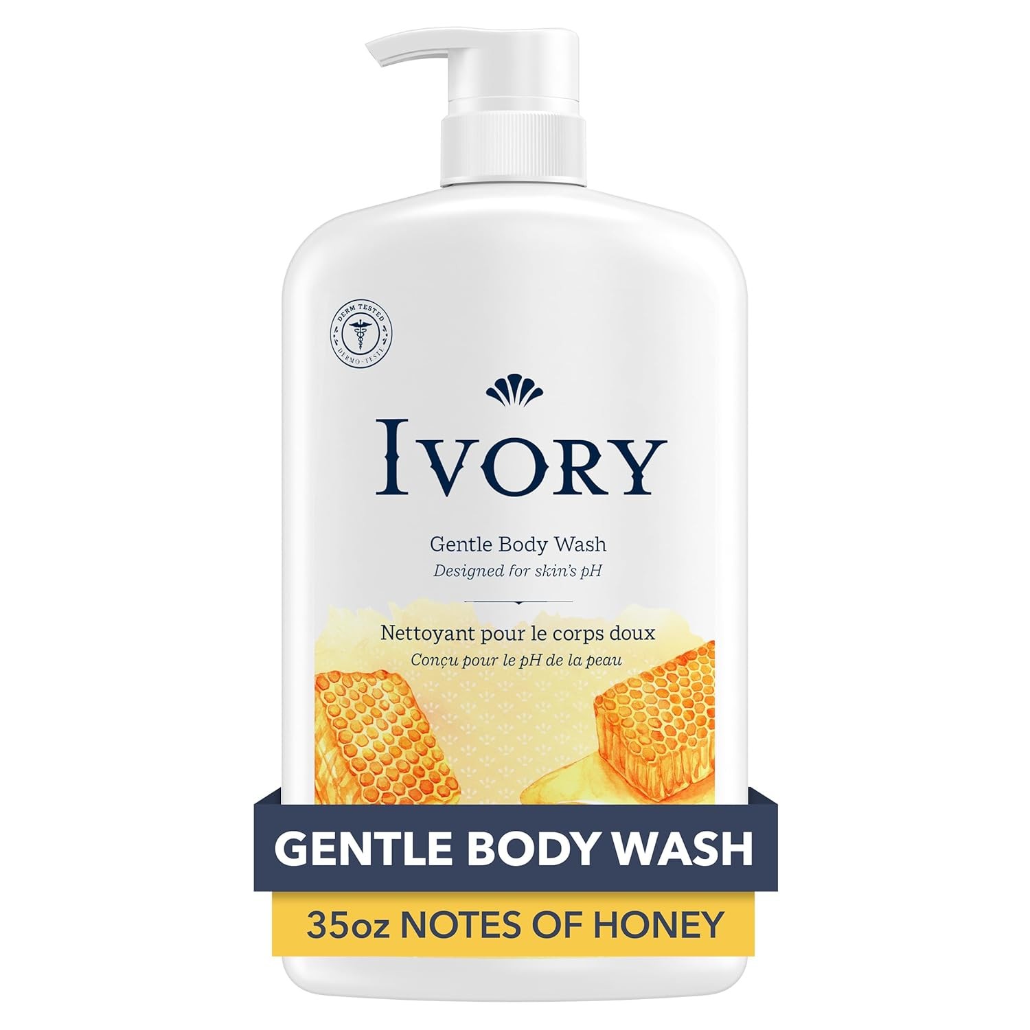Ivory Body Wash Gentle, Free of dyes, parabens, phthalates, Honey Scent, 35 oz
