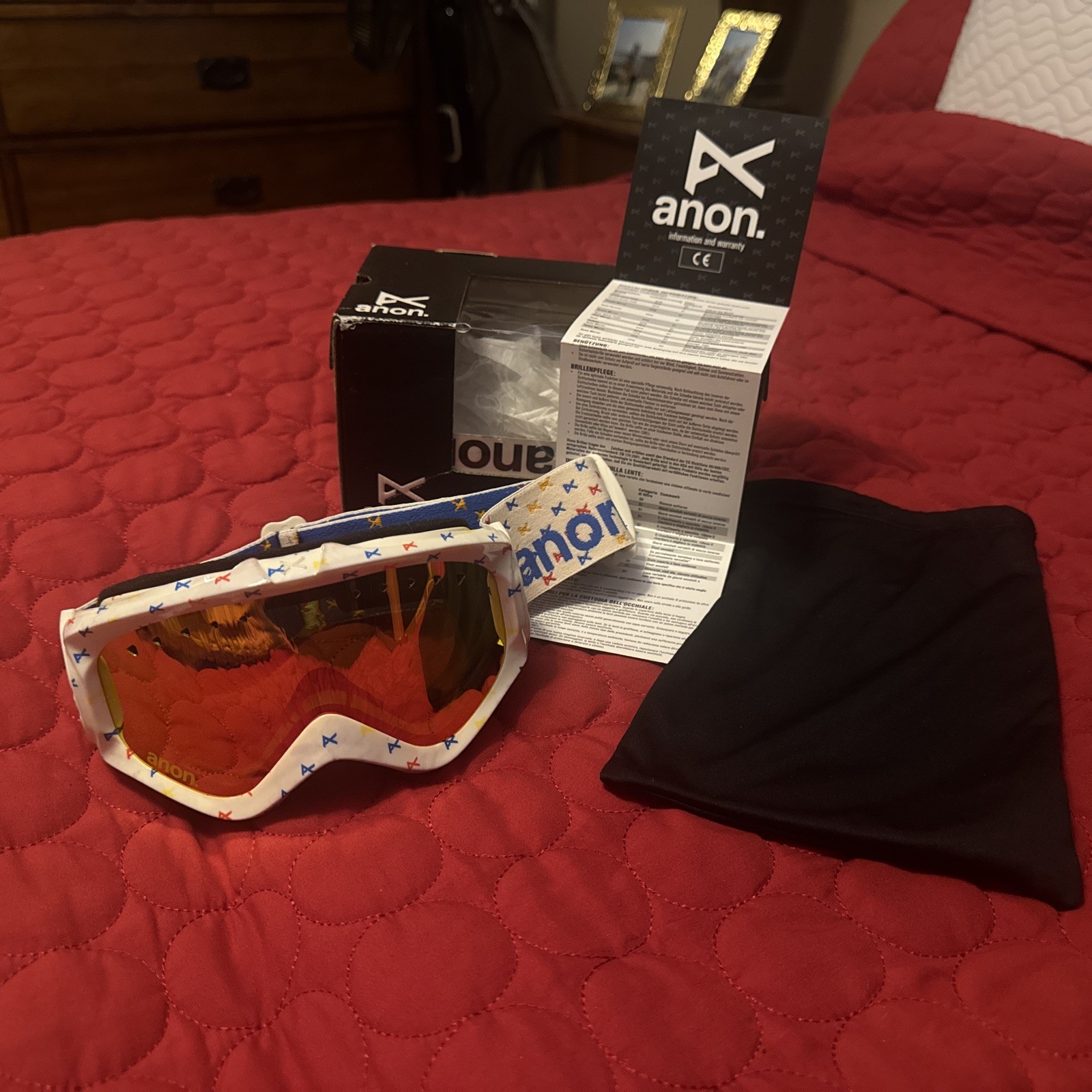 Women's ANON Burton Goggles Snowboard Ski mirrored glass Diamond Rhinesto White 