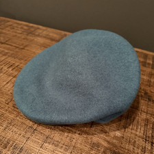 Kangol Mens Blue Wool 504 Flat Cap Beret Soli...