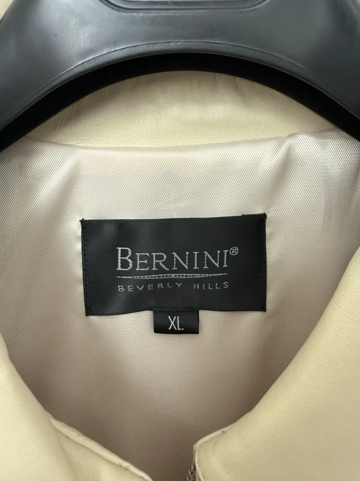 Chaqueta de Cuero Bernini Crema/Blanco Hombre XL Hecha en Italia Excelente Estado Foto 4 de 4