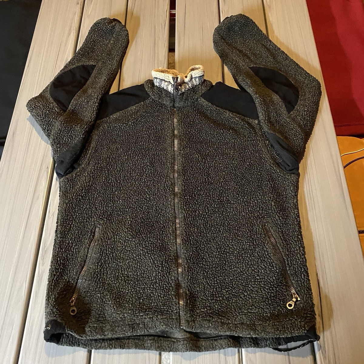 Vintage Kuhl ALF Deep Pile Sherpa Fleece Jacket Aztec Gray Mens