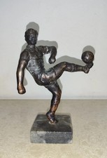 Statua In Bronzo "Calciatore" – Bronzo su Base in Marmo, Scultura Vintage