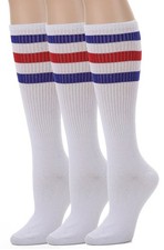 Knee High Tube Socks Over Calf Women Men Retro Striped Athletic Sports Boot