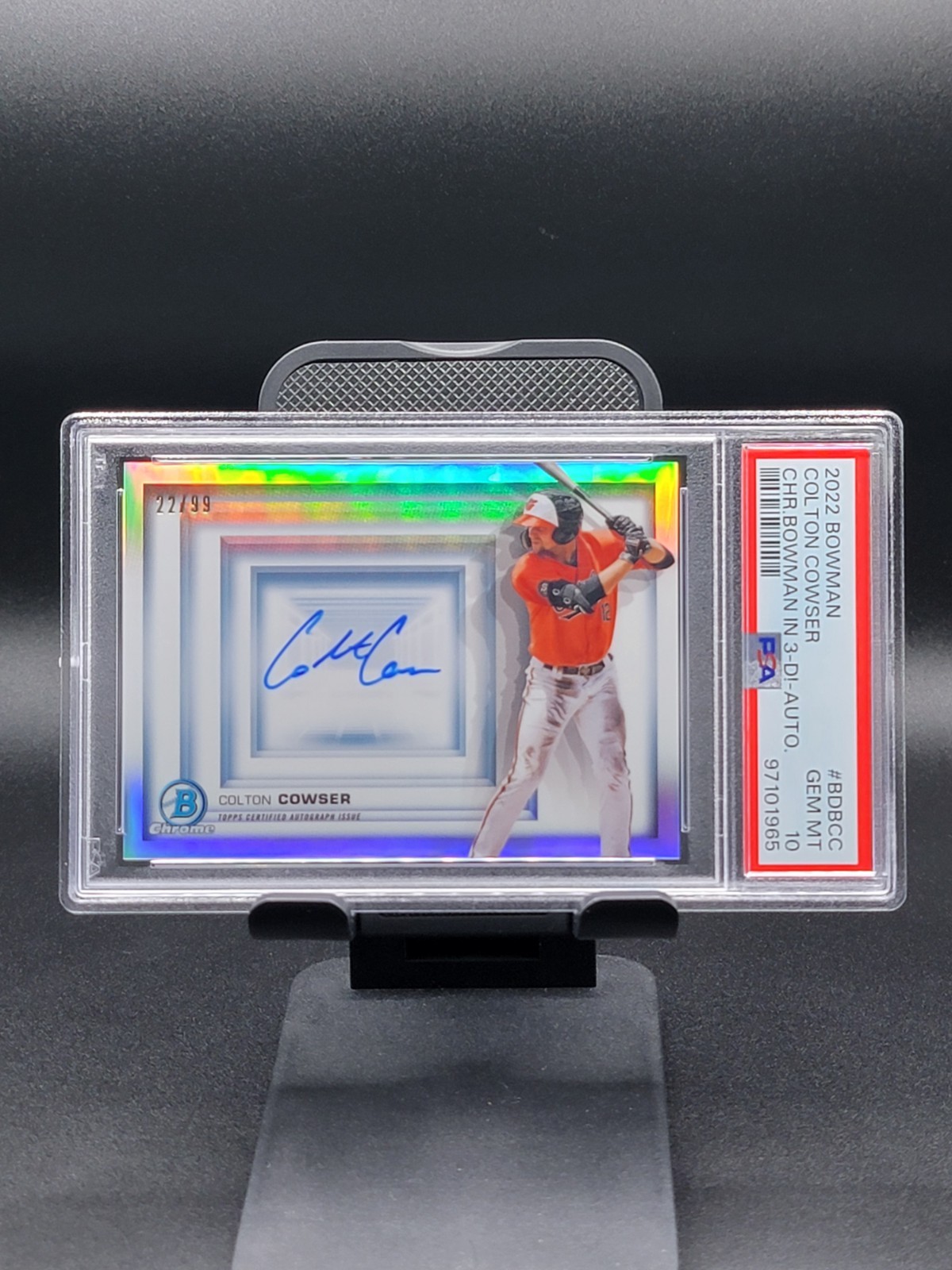 COLTON COWSER ~ 2022 Bowman in 3-D! Autographs #BDB-CC ~ /99 ~ PSA 10 GEM MT 💎