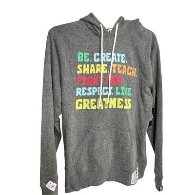 Root of Fight Be Create Share Teach Respect Live Greatness Hoodie Grey Mens M