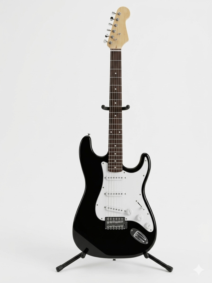 Chitarra Elettrica Stile Stratocaster Black Electric Guitar Single Coil 3 Pickup foto 6