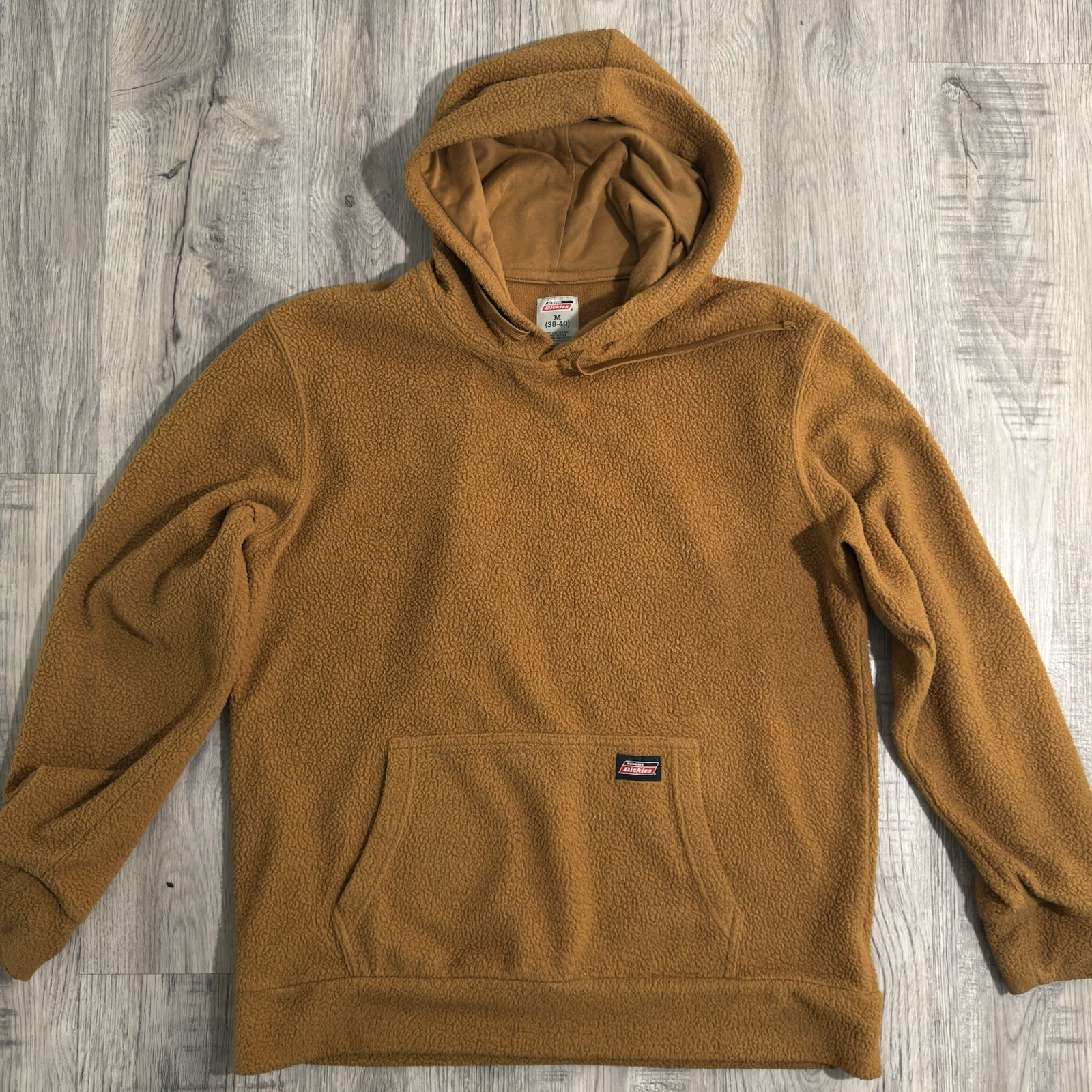 Dickies Mens Medium Sherpa Hoodie Brown Fleece Pullover Workwear Heavy Warm Cozy