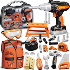 Toddler Tool Set, Kids Tool Set with Toy Drill, Tools for Kids with Tool Box and