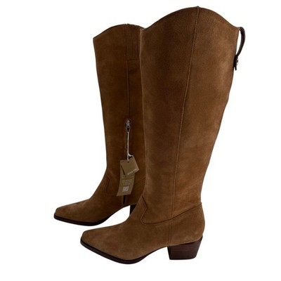 Dolce Vita Tan Suede Virona Water Resistant Western Knee High Boots Womens 