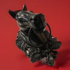 VTG Rustic Cast Iron Horse Head Towel Ring door knoker/hitching post wall  