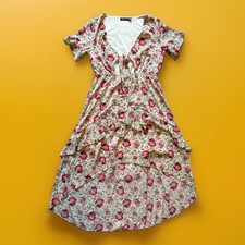 Nasty Gal Floral V Neck High Low Midi Dress Flutter Sleeve Boho Size US 0 XS