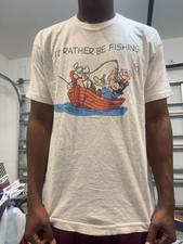 Vintage Popeye I'd Rather Be Fishing T-Shirt Size XL