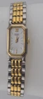Seiko tank Watch Women 12mm White Dial Two Tone 2e20-6389 New Battery GUARANTEED