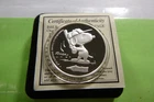 SNOOPY PLAYING BASEBALL 1995 PEANUTS 45 YEARS 999 SILVER COIN CASE COA NICE 8SP7