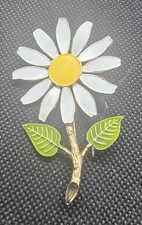 vtg enameled daisy flower brooch