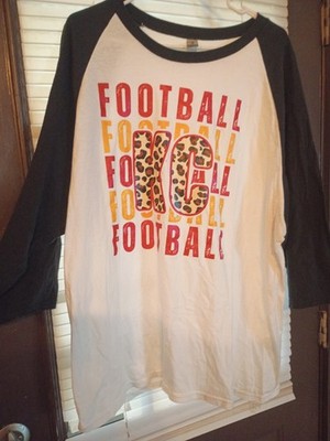 Gildan Heavy Cotton Football TG Graphic Raglan 3/4 Sleeve Tee Women's 2XL W/B
