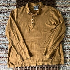 Huckberry Jungmaven Mustard Yellow Long Sleeve Polo Golf Shirt Men's XXL 2XL