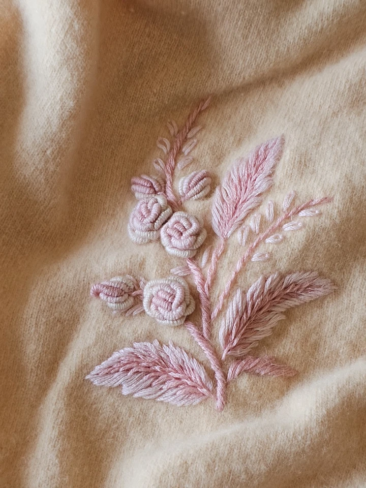 Suéter Cárdigan Vintage Años 50 Rosa Melocotón Bordado Con Cuentas,Leer Descripción  Foto 2 de 4