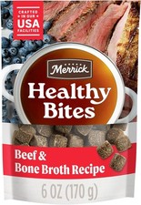 Healthy Bites Grain Free Dog Treats, Soft Treats with Bone Broth for Dogs, Beef