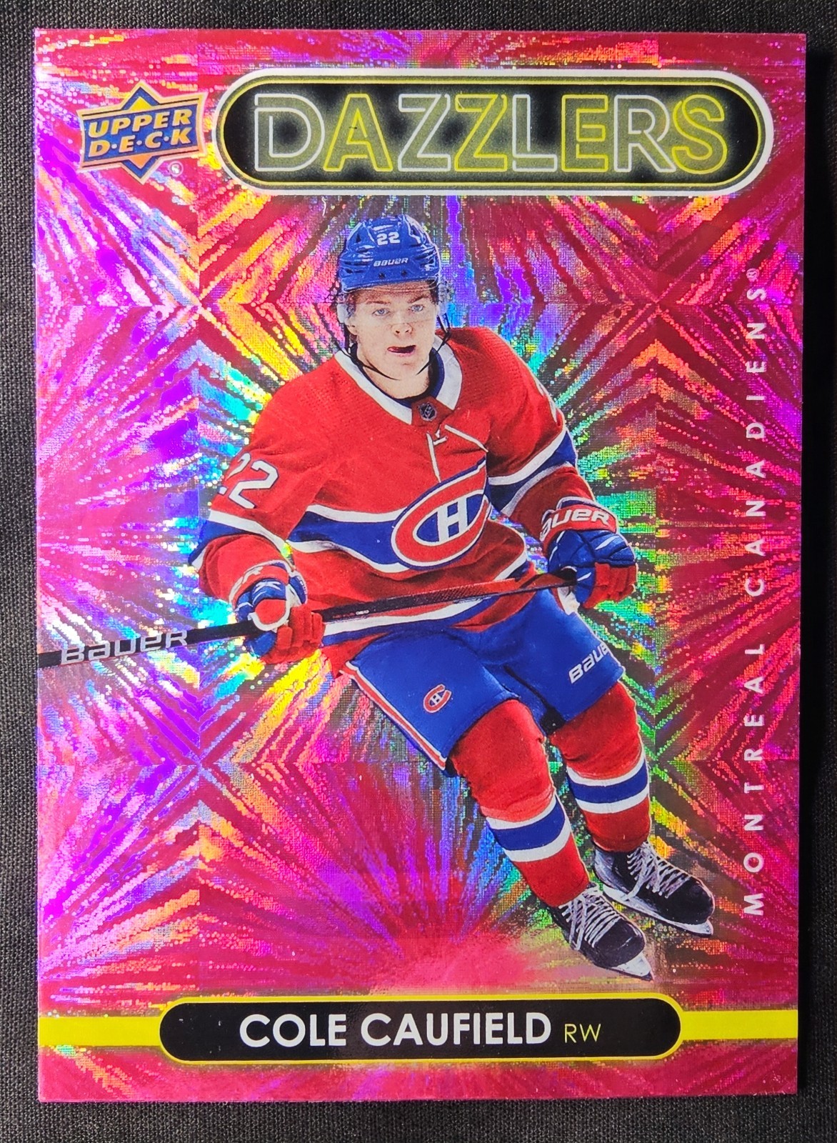 2021-22 Upper Deck Dazzlers Pink Rookie Cole Caufield #DZ-25 Canadiens RC