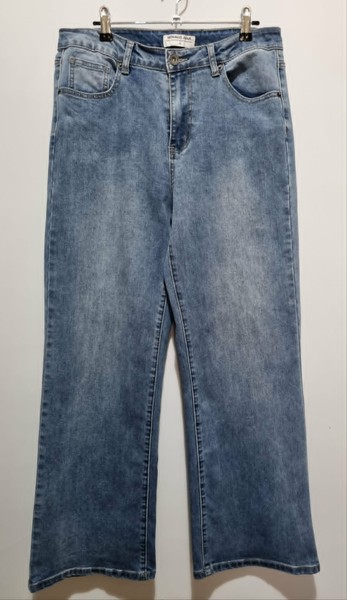 Monaco High Rise Wide Leg Stretch Denim Jeans 10 Mid Blue Cotton/Poly Blend