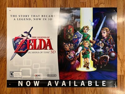 Legend Of Zelda Ocarina Of Time 3D Store Display Poster Promo Sign Nintendo 2011