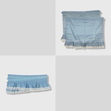Unbranded Ruffle Curtains Home 29x24 Blue Cottagecore Lace Trim Valance Set