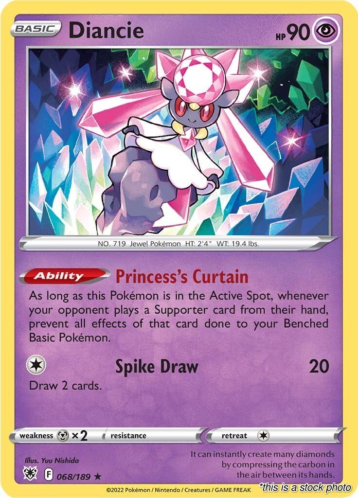 Diancie 068/189 SWSH10: Astral Radiance Holofoil Pokemon (NM)