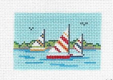 Sailboat Race to fit Planet Earth ID TAG  HP Needlepoint Canvas by N.Crossings