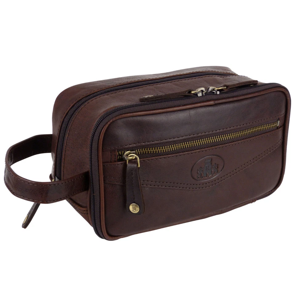 Rowallan of Scotland Mens Compact Leather WashBag Toiletries - Image 3 of 4