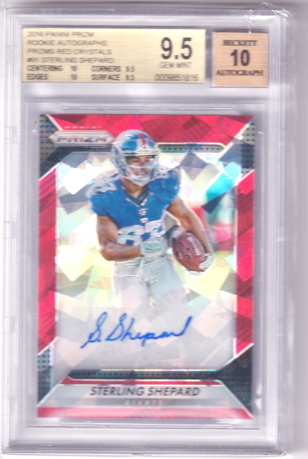 Sterling Shepard 2016 Panini Prizm Red Crystals Prizm Rc Auto (62/75) Bgs 9.5/10