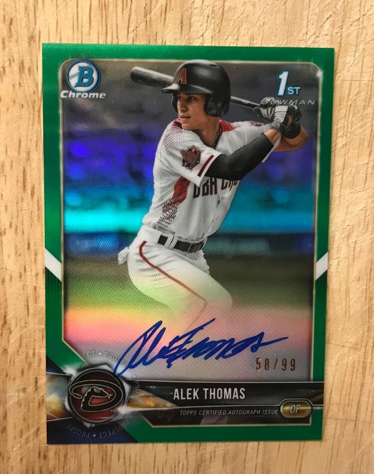 2018 Bowman Chrome ALEK THOMAS Green /99 Refractor Auto Autograph True draft
