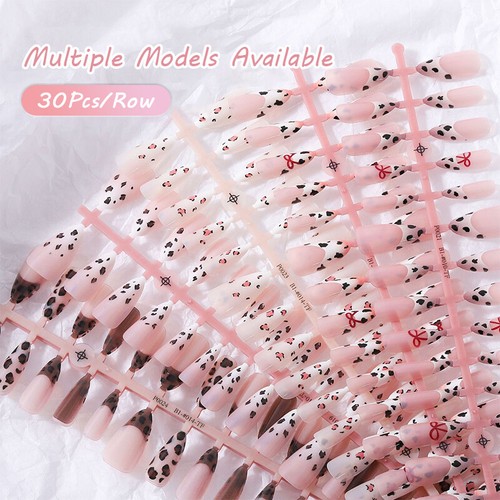 30Pcs Leopard False Nail Wearable Reusable Fake Nails Adhesive Full Cover Tips - Picture 2 of 15