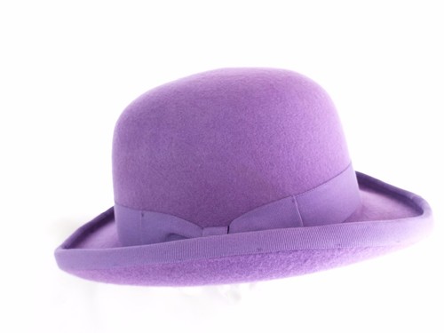 New Mens Wool Felt Purple Bowler Derby 