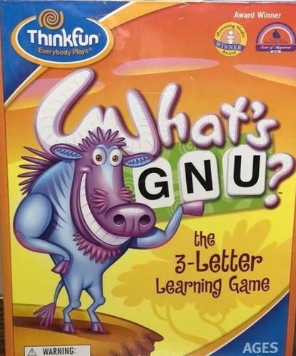 THINKFUN WHAT’S GNU? The 3-Letter Award Winning Learning Game Ages 5+ NWT - Picture 2 of 3