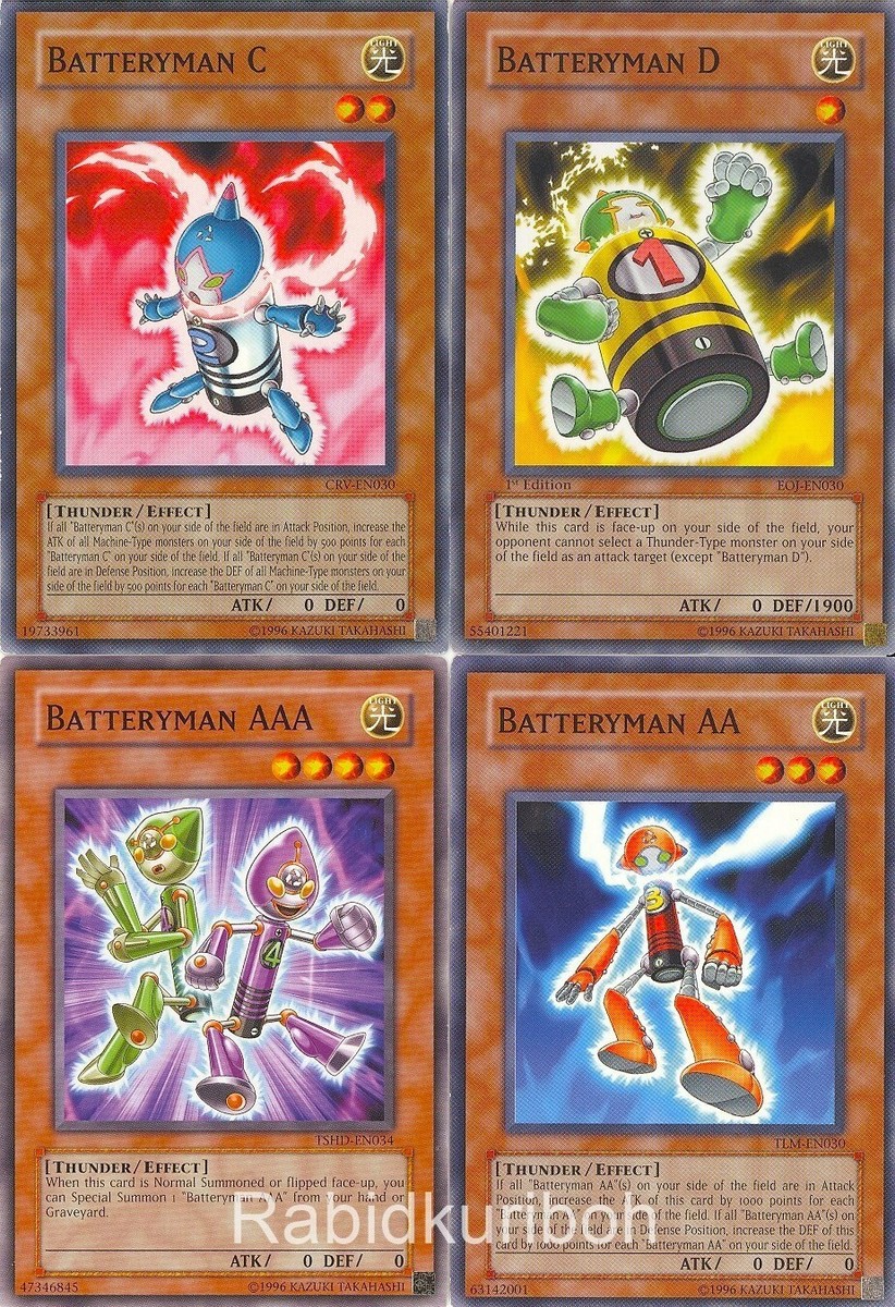 Yugioh Batteryman AA AAA C D Set - LP or Better