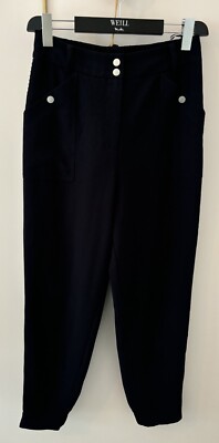 Mint Velvet Black White Tapered Trousers 12R UK