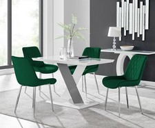 MONZA White/Grey Gloss Rectangular Dining Table & 4 Faux Leather Pesaro Chairs