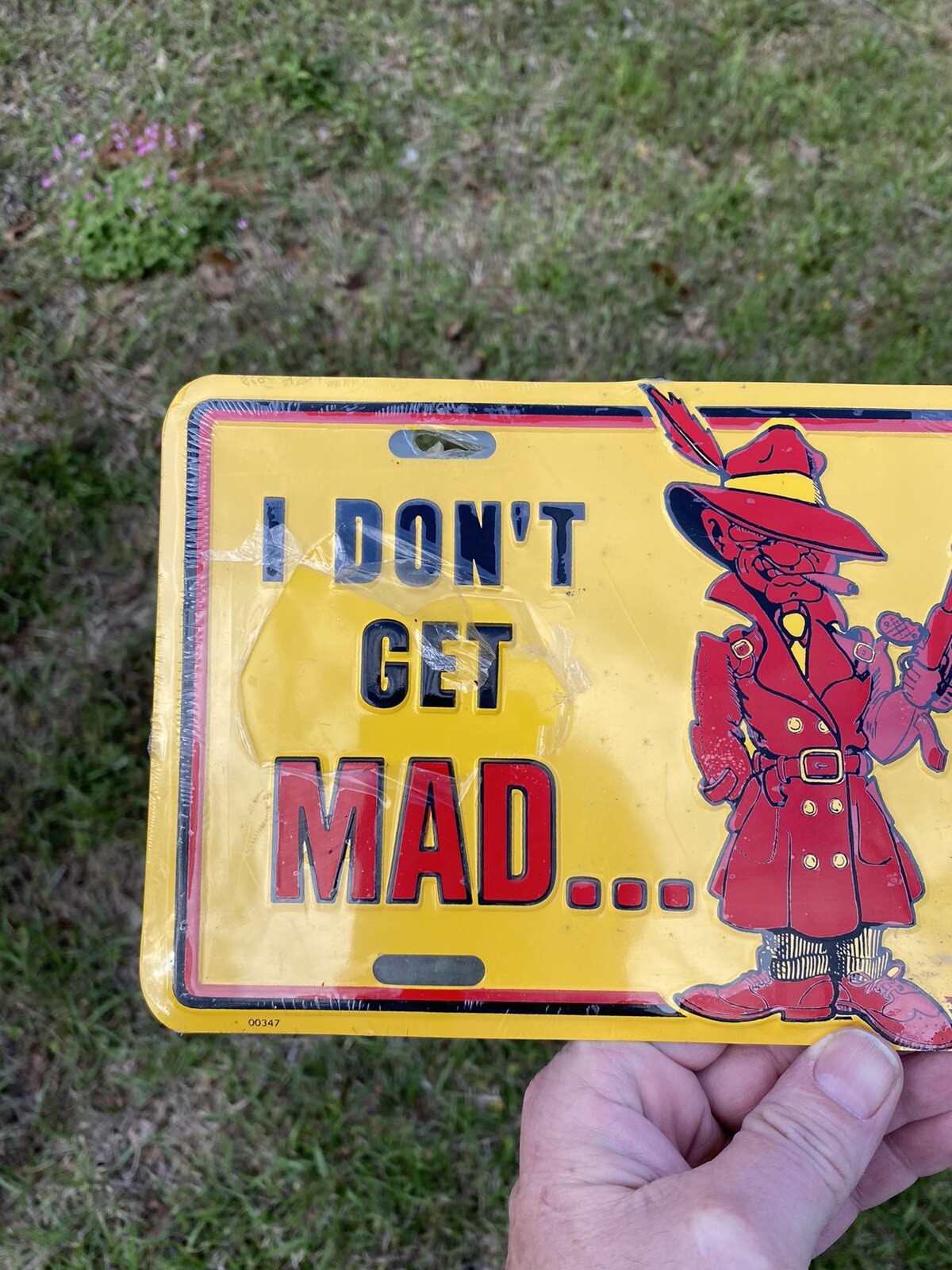 VINTAGE NOS I DON'T GET MAD I GET EVEN GANGSTER TOMMY GUN NOVELTY LICENCE PLATE eBay