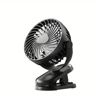 Portable USB Rechargeable Fan with 720° Rotating Blower, Quiet 3-Speed.Black