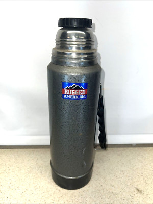 Vintage Aladdin SB950H Rugged American Thermos 1 Quart S. Steel