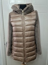Emme Marella Womens Brown Hooded Puffer Faux Fur Jacket Coat Size 8 Xs New