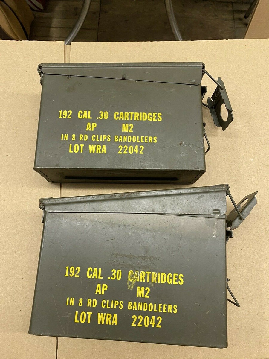 2 ) Military AMMO BOX - Empty - 192 CAL .30 CARTRIDGES | eBay