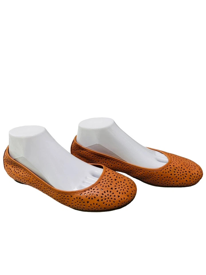 Indigo By Clark’s Tan Leather Bea Flats Size 9.5M #61124 Foto 2 de 4