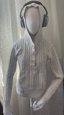 Polo Jeans 1967 Ralph Lauren Sweater Cream Cotton Cable Knit Hoodie Women S EUC