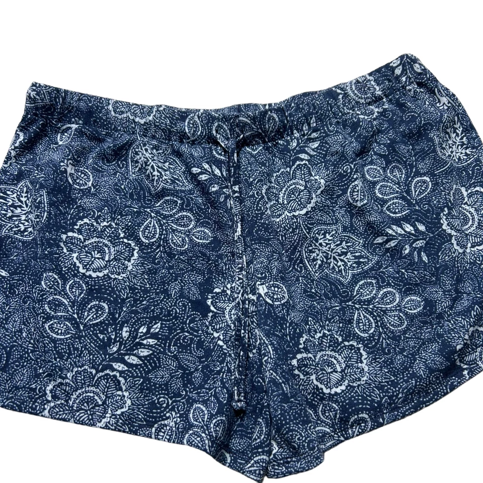 Lucky Brand Shorts Womens Small Soft Floral Navy Blue Drawstring - Image 3 of 4