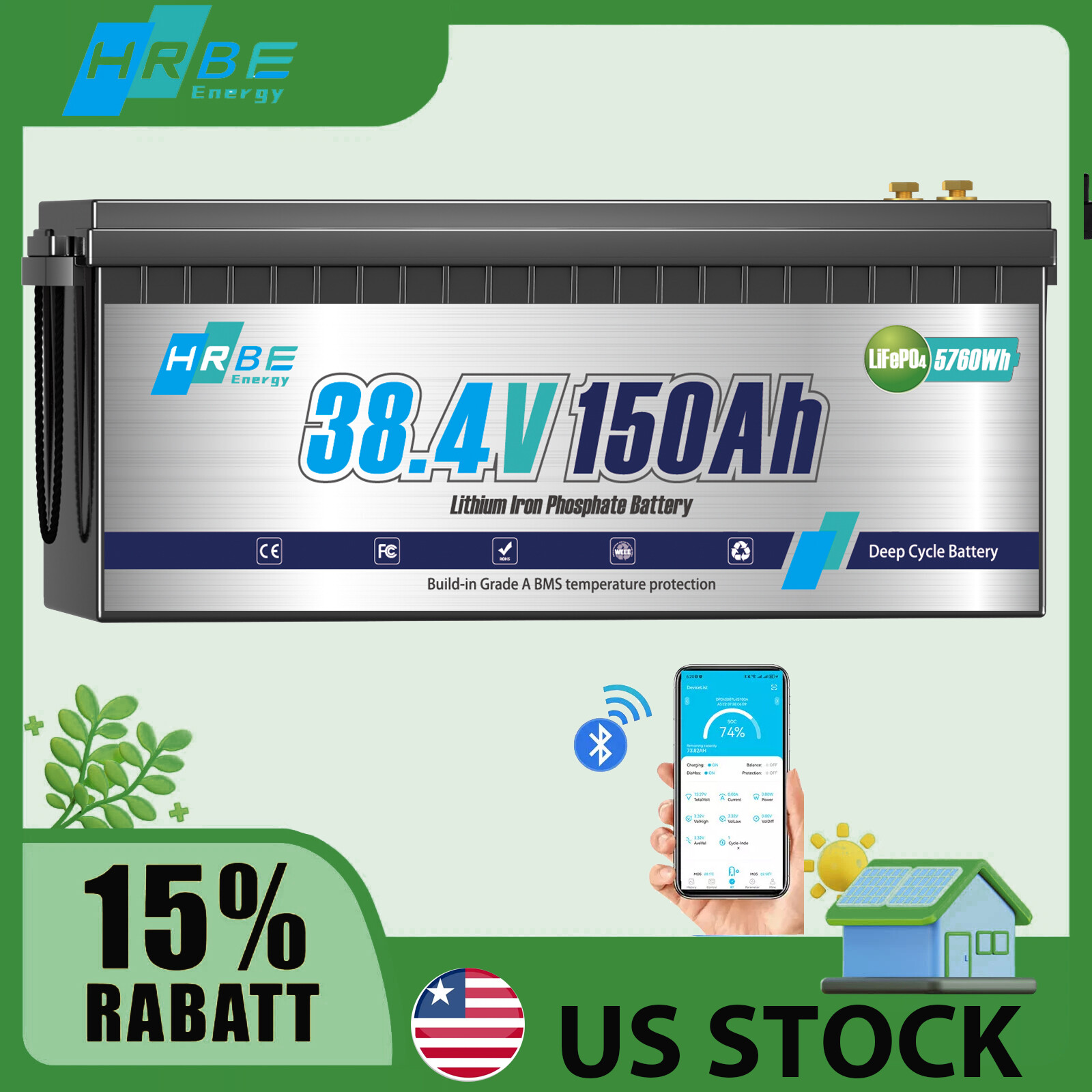 36V 150Ah LiFePO4 Lithium Battery 200A BMS for Golf Cart Trolling Motor+ Charger
