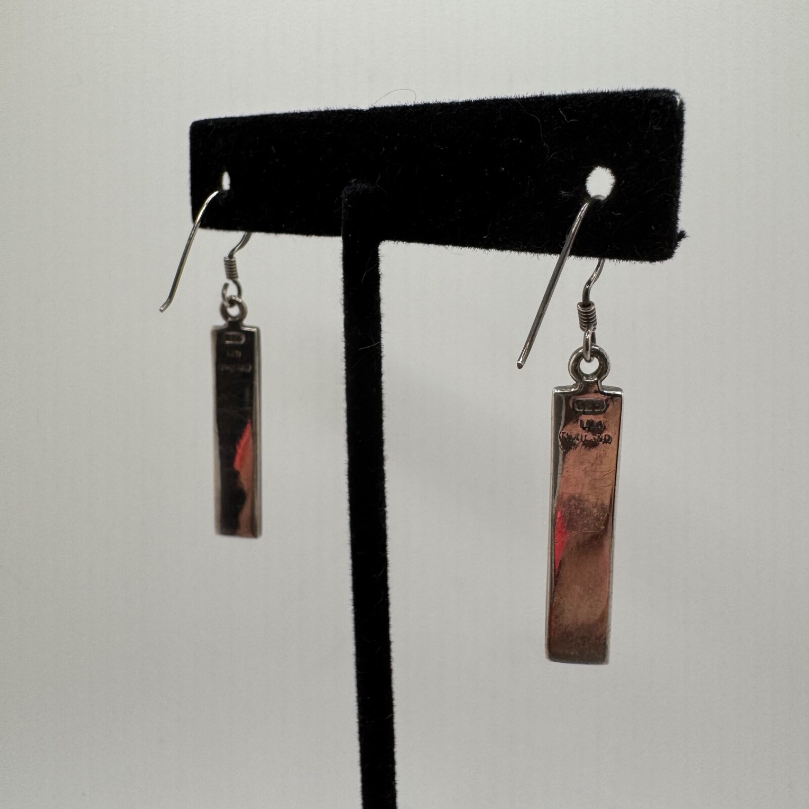 Mosaic Dangle Earrings Wavy Pattern White and Lig… - image 4